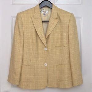 Talbots Single Breasted Blazer Size 12 / 14 Light Pastel Yellow/Gold